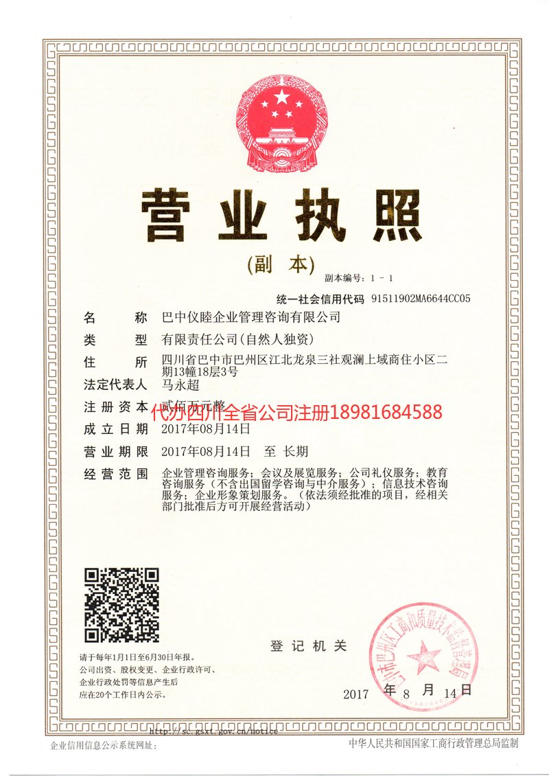安岳安岳仪睦企业管理咨询有限公司